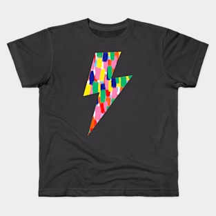 Rainbow Lightning, Paint Brush Style Kids T-Shirt